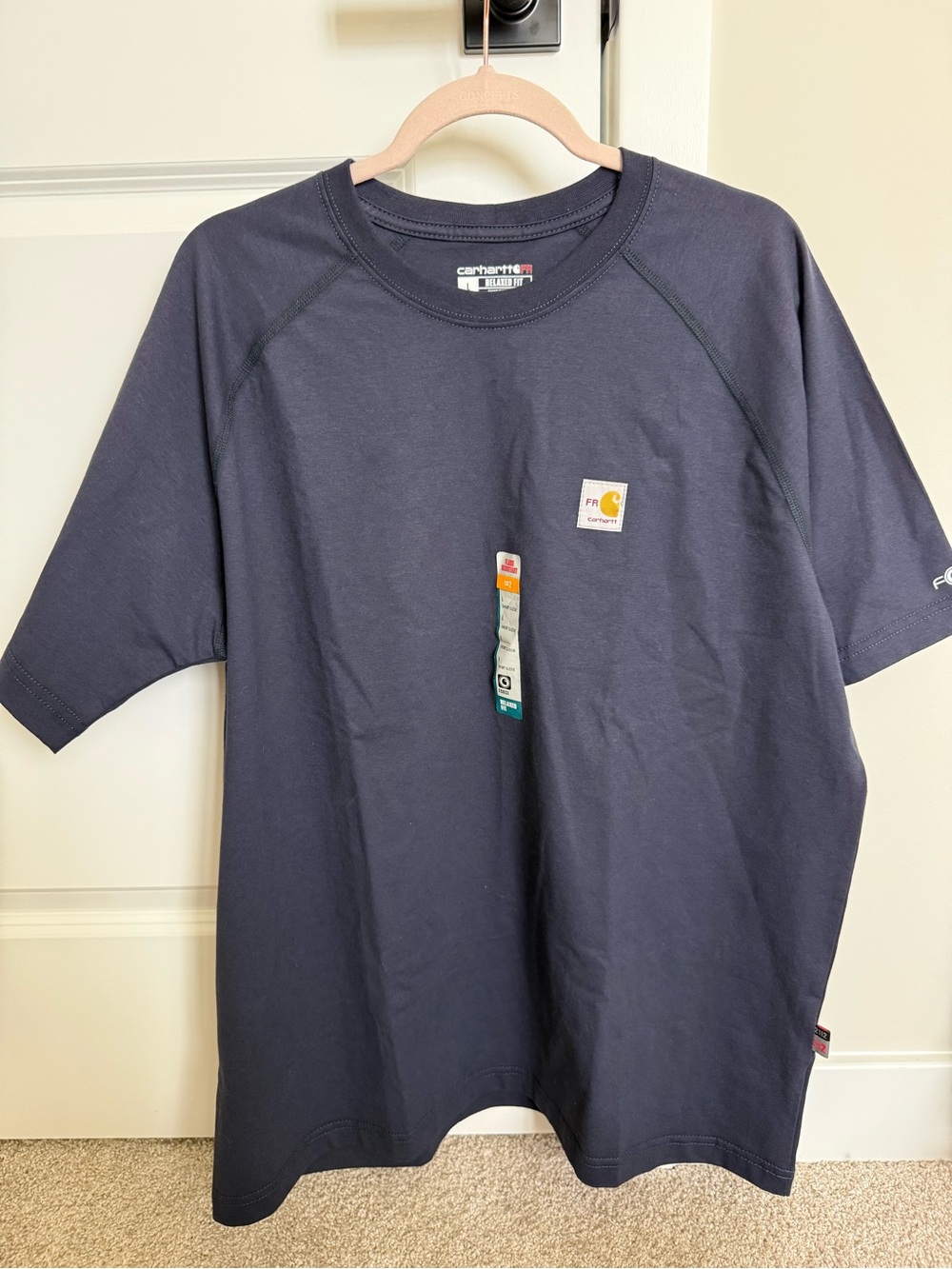 Carhartt Shirt Mens Lg Blue FR Force Flame Resistant Short Sleeve CAT 2 2112